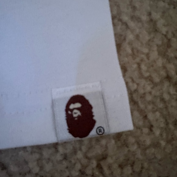 Bape White Tee with Green and Blue Camo Tag - Picture 6 of 8